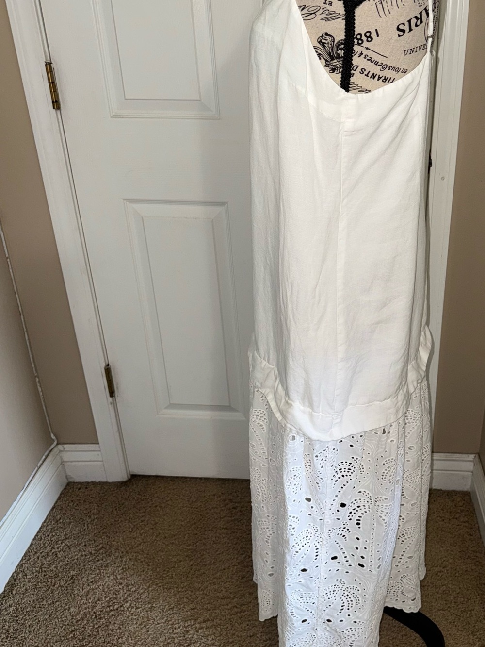 Agua Anglaise White Eyelet Lace Maxi Dress Women’s Size Large Boho Cottagecore - Picture 7 of 11